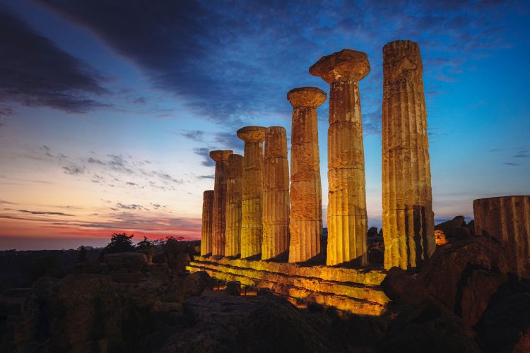 Temple of Olympian Zeus, remains of one atlas in the Olympieion field - Valley of the Temples, Agrigento - Sicily