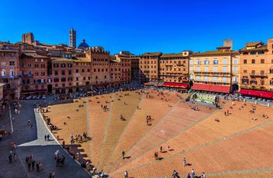 Photo from above over Piazza del Campo, Siena.